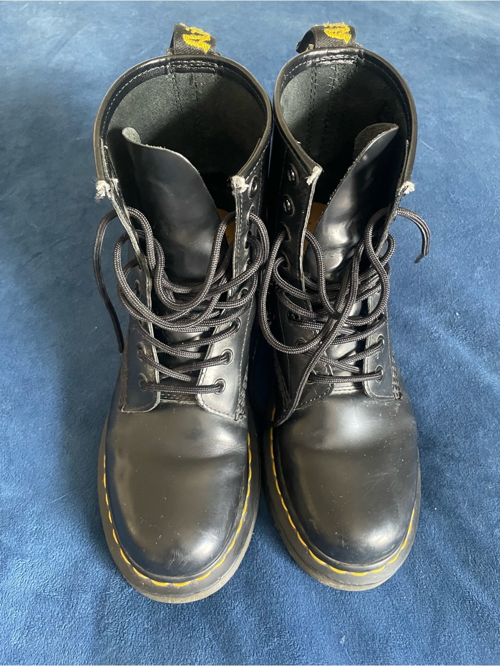 Dr. Martens Black Leather Boots with Yellow Insole